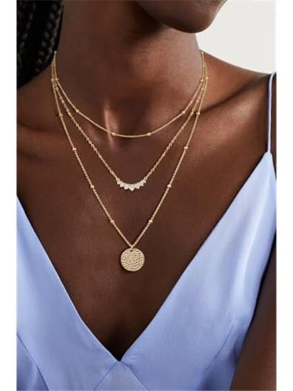 Gold/Silver Layered Necklaces for Women,Dainty 14k Gold Plated Stackable Choker - Picture 3 of 7